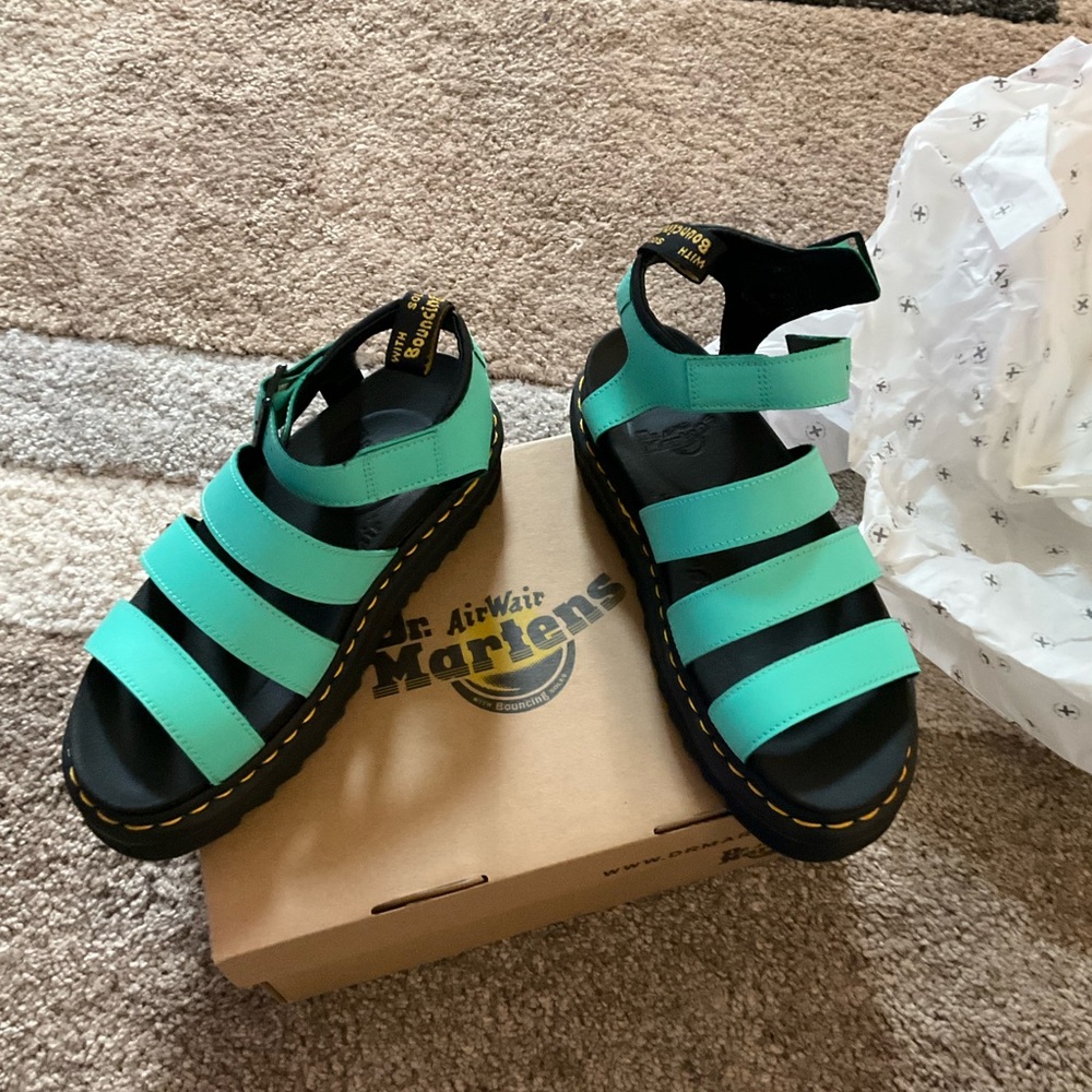 Dr. Martens Teal Aqua Strappy Sandals - Picture 3 of 6